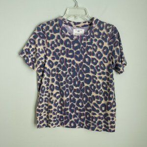 Sol Angeles Anthropologie Leopard Animal Print Short Sleeve Top Tee